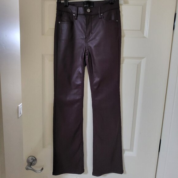 WHBM High Rise Coated Bootcut Jeans Vegas Coated Black Cherry size 00S - Picture 4 of 4